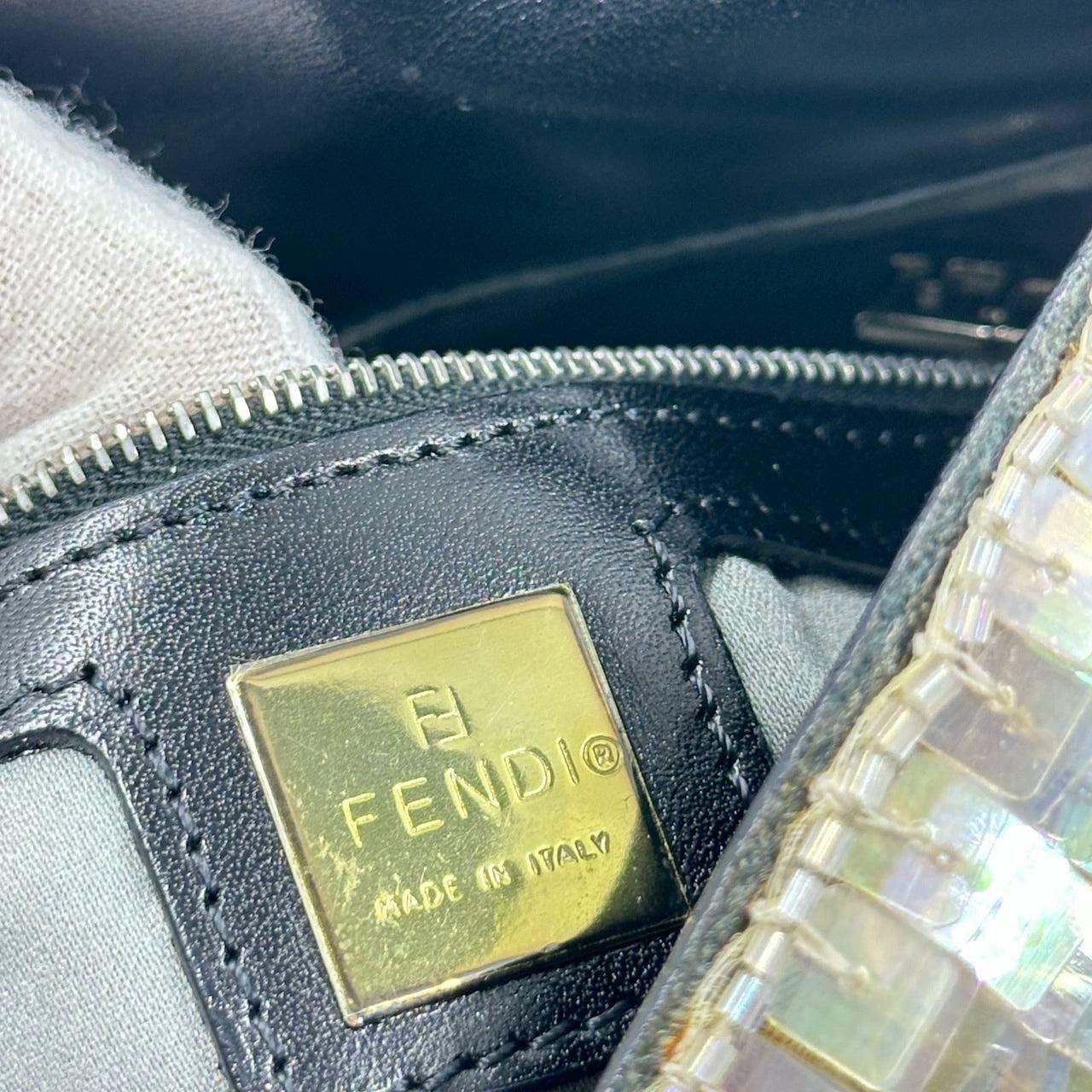 Fendi Baguette Gold Translucent Sequins with Pony-style Leather Strap 5