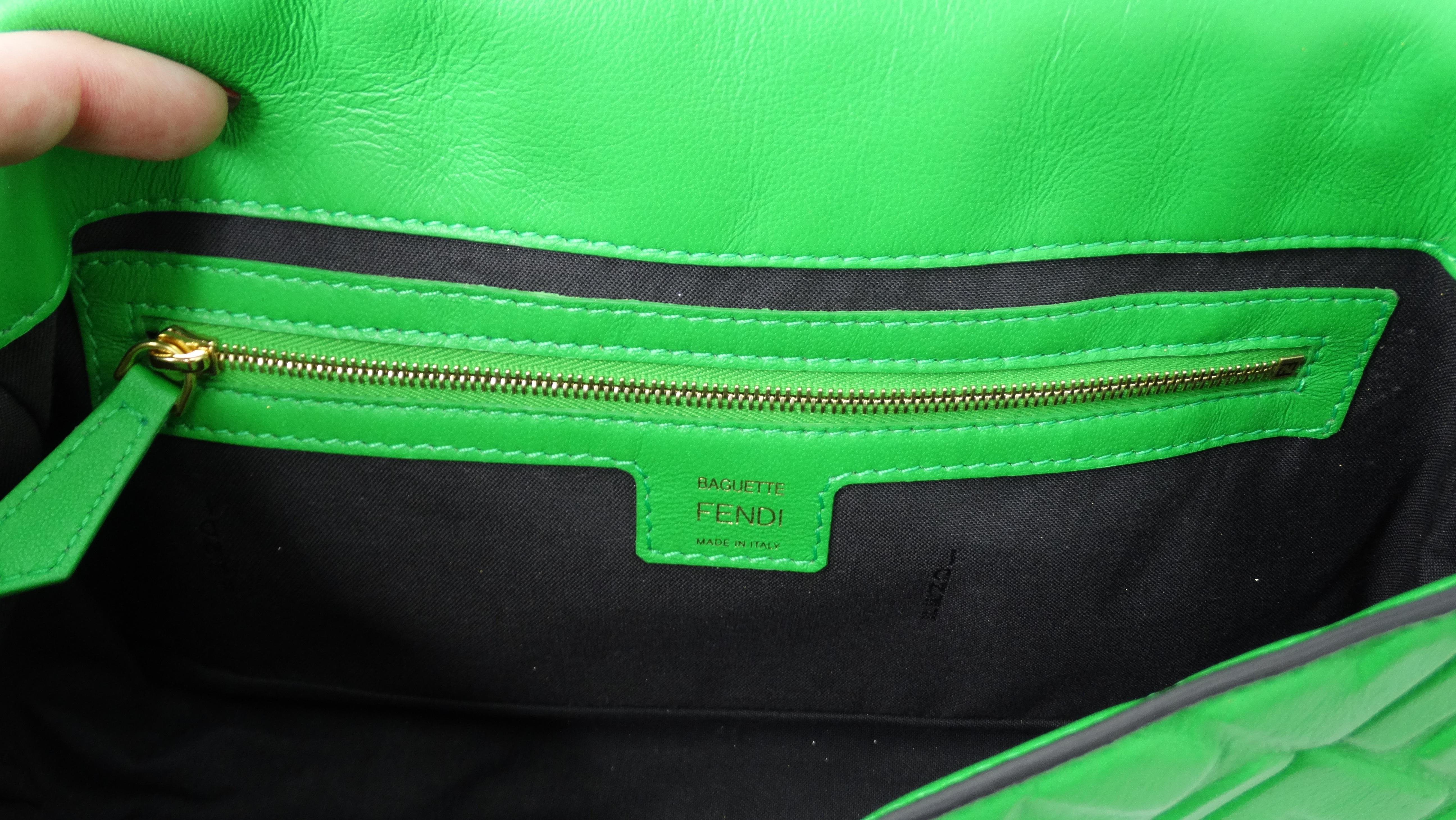 Fendi Baguette Green Nappa Leather Bag 6