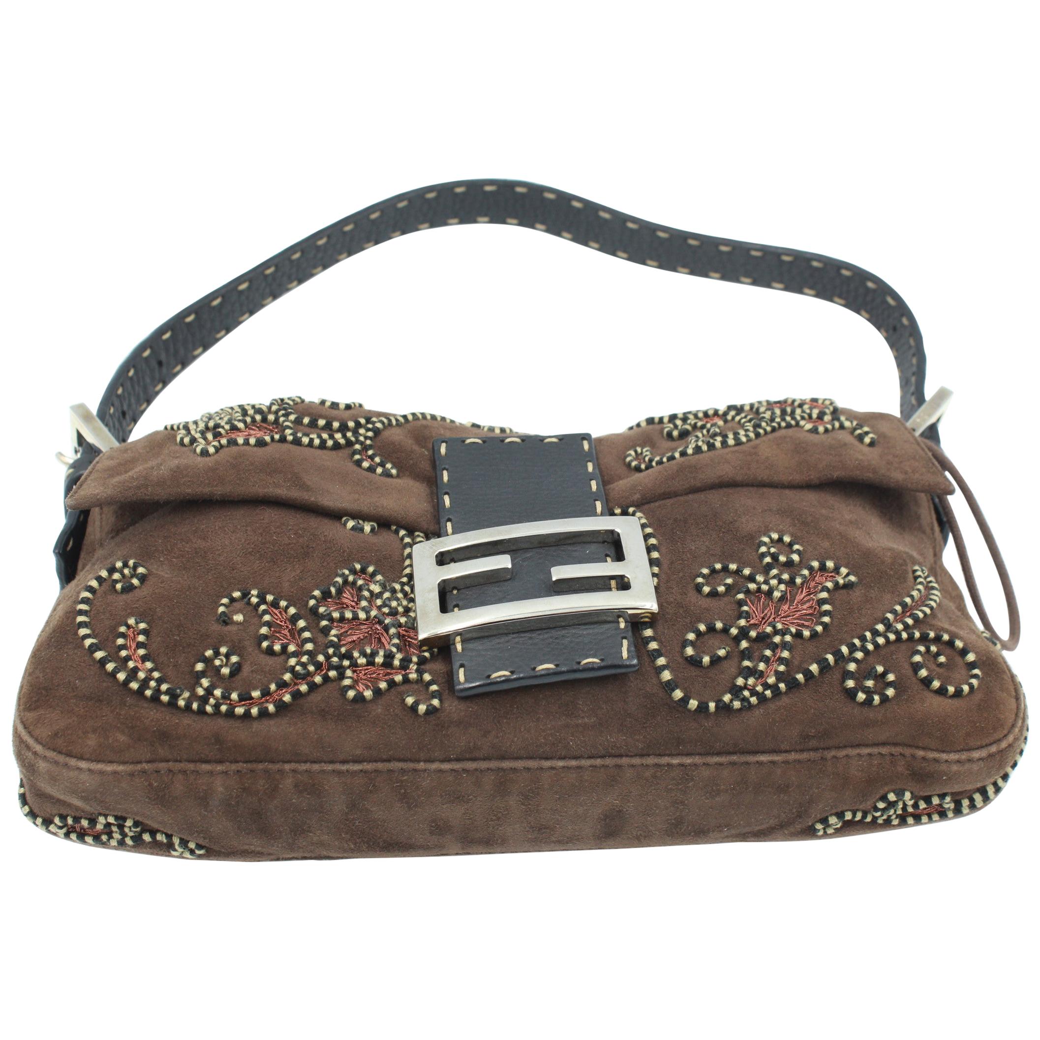 Fendi Baguette handbag in velvet and embroidery