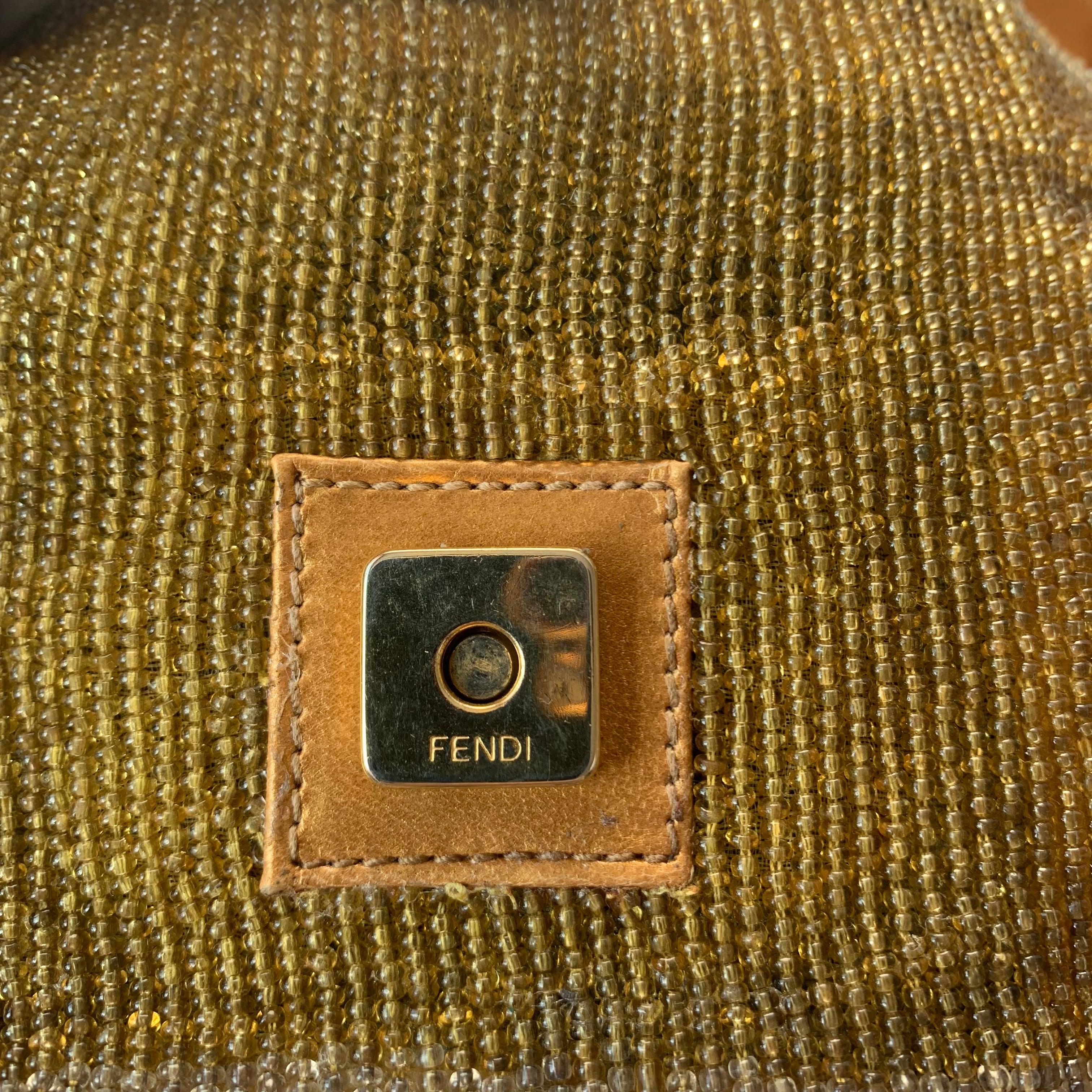 Fendi Baguette in Gold beads and Gold iridescent leather 4
