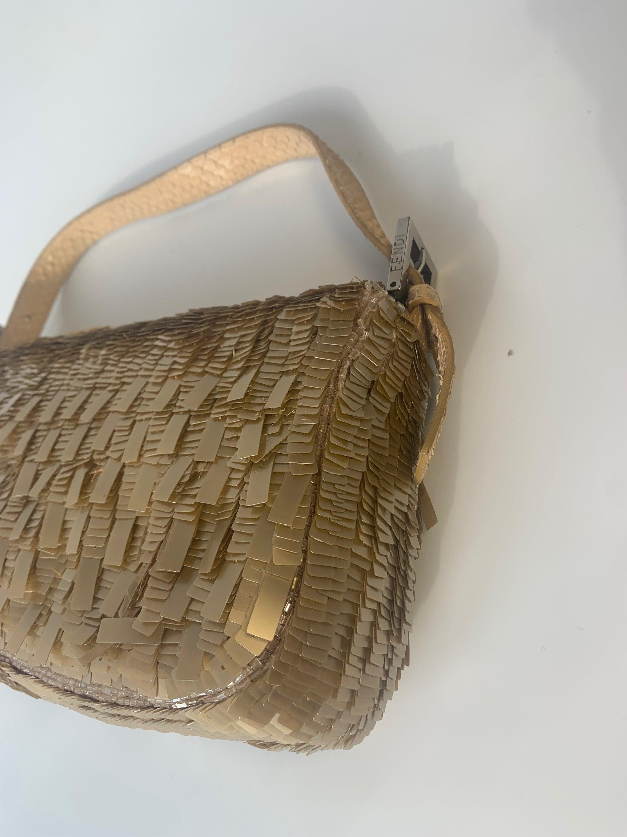 Fendi Baguette in Gold sequins and python leather 5