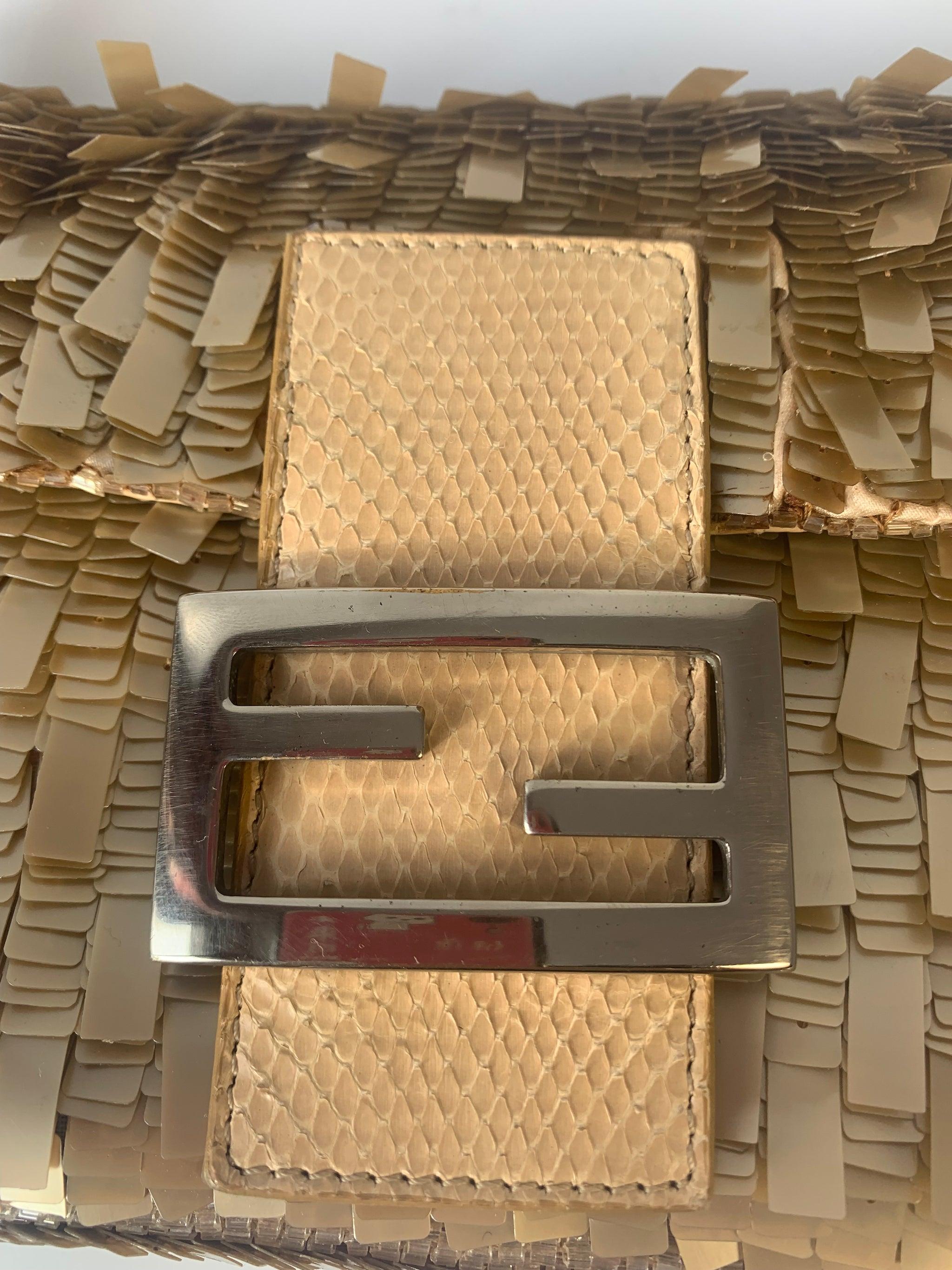 Fendi Baguette in Gold sequins and python leather 6