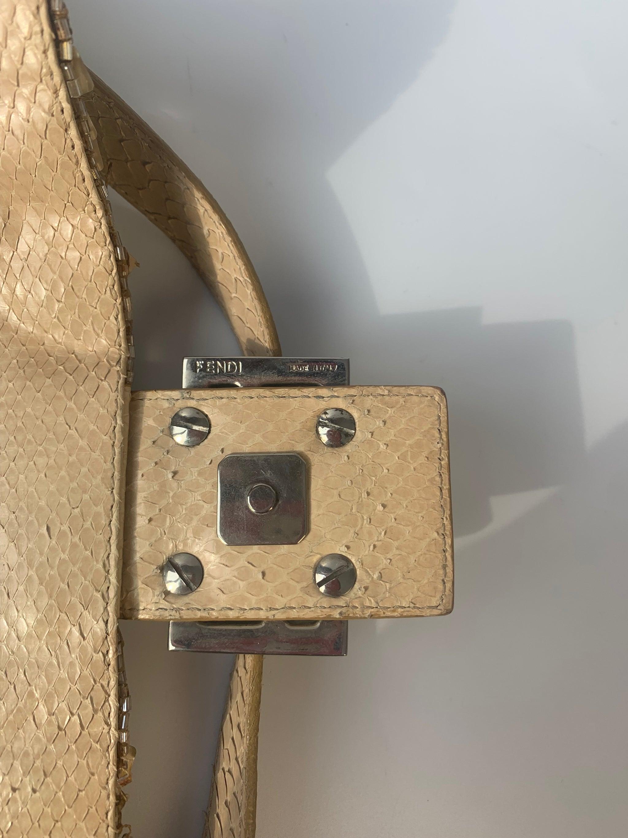 Fendi Baguette in Gold sequins and python leather 7