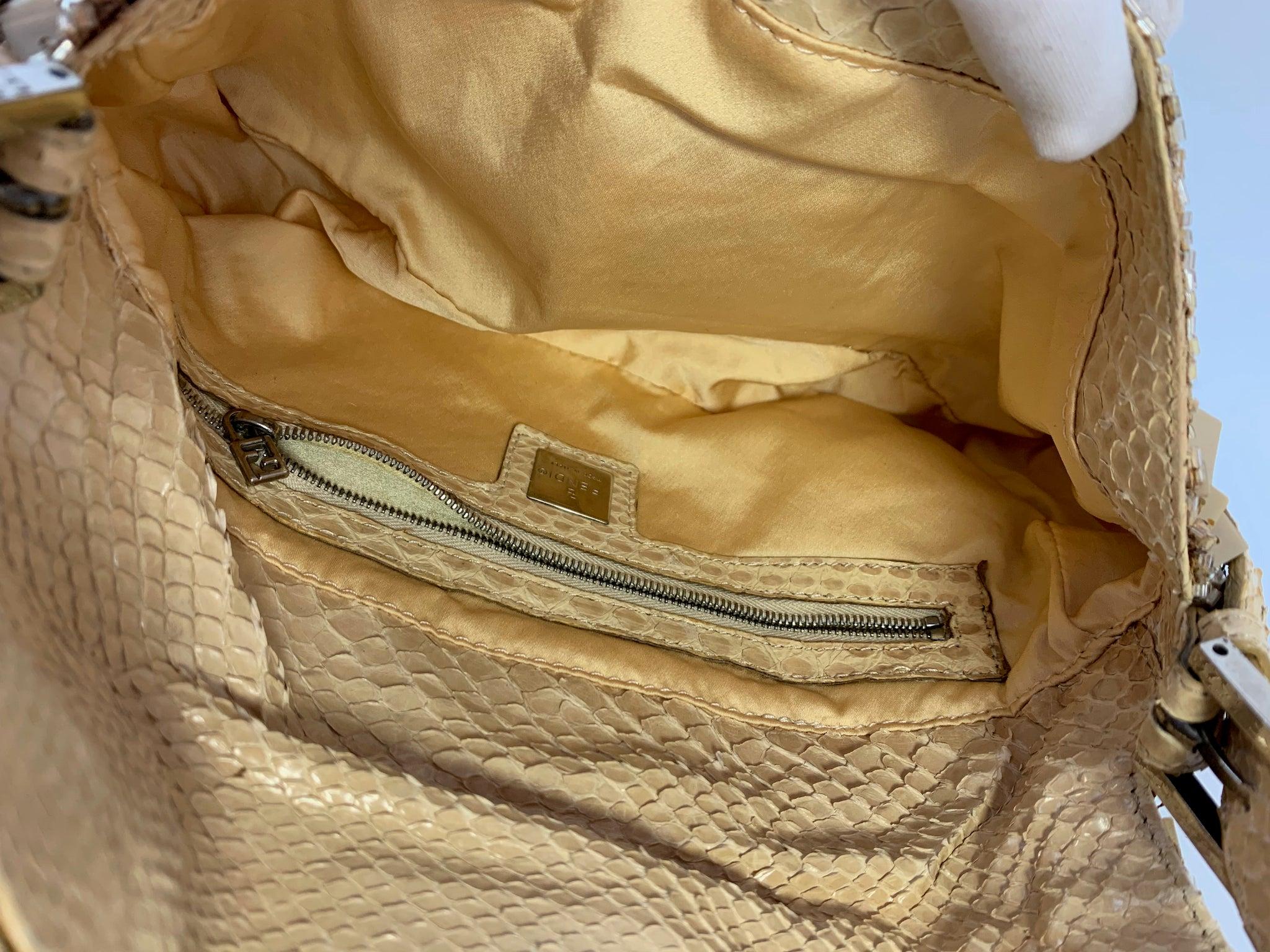 Fendi Baguette in Gold sequins and python leather 12