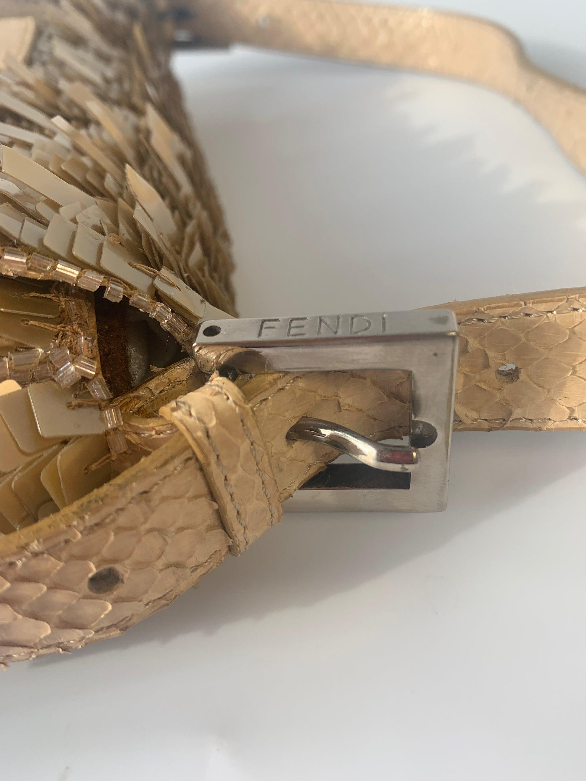 Fendi Baguette in Gold sequins and python leather 15