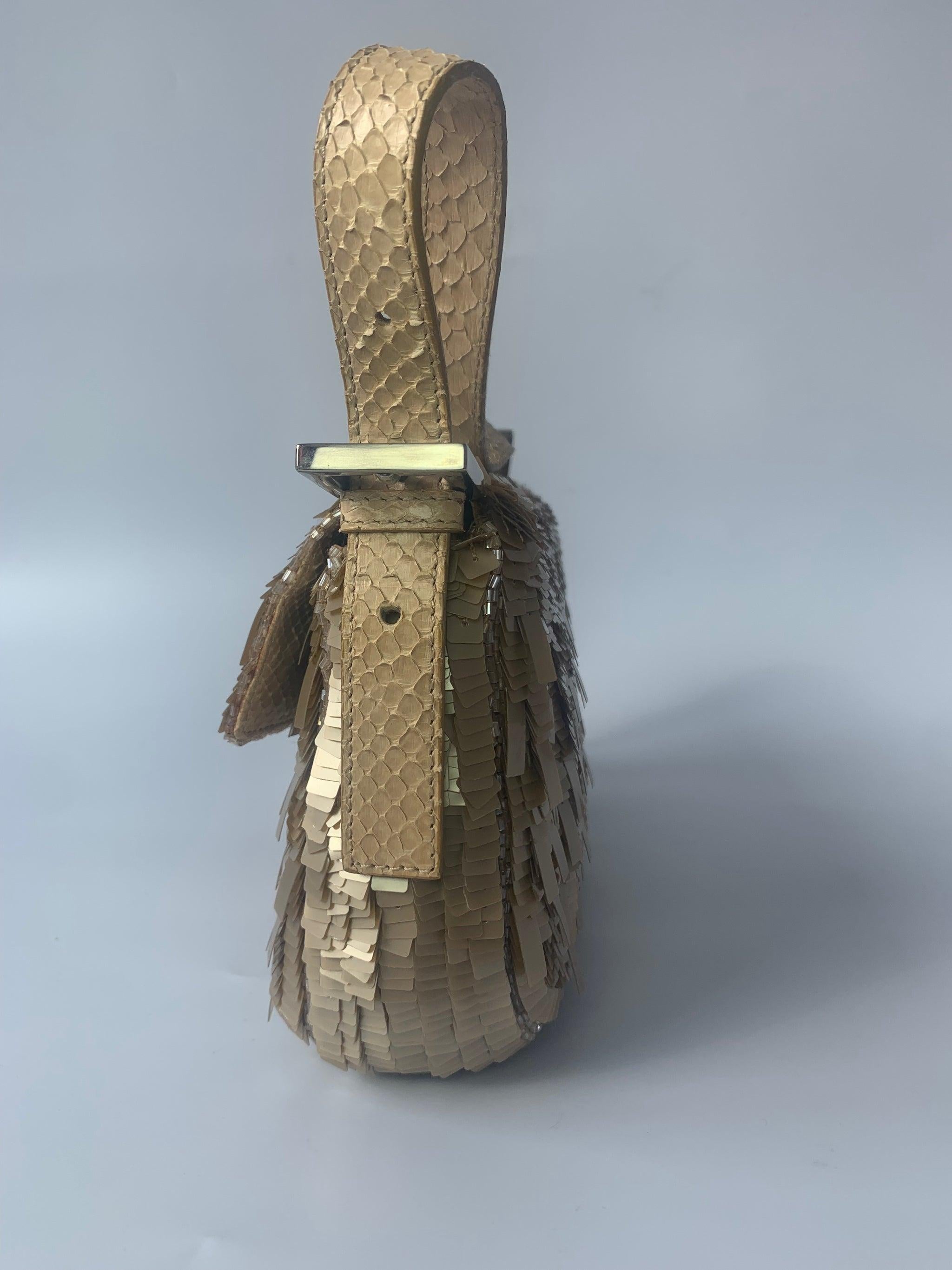 Women's Fendi Baguette in Gold sequins and python leather