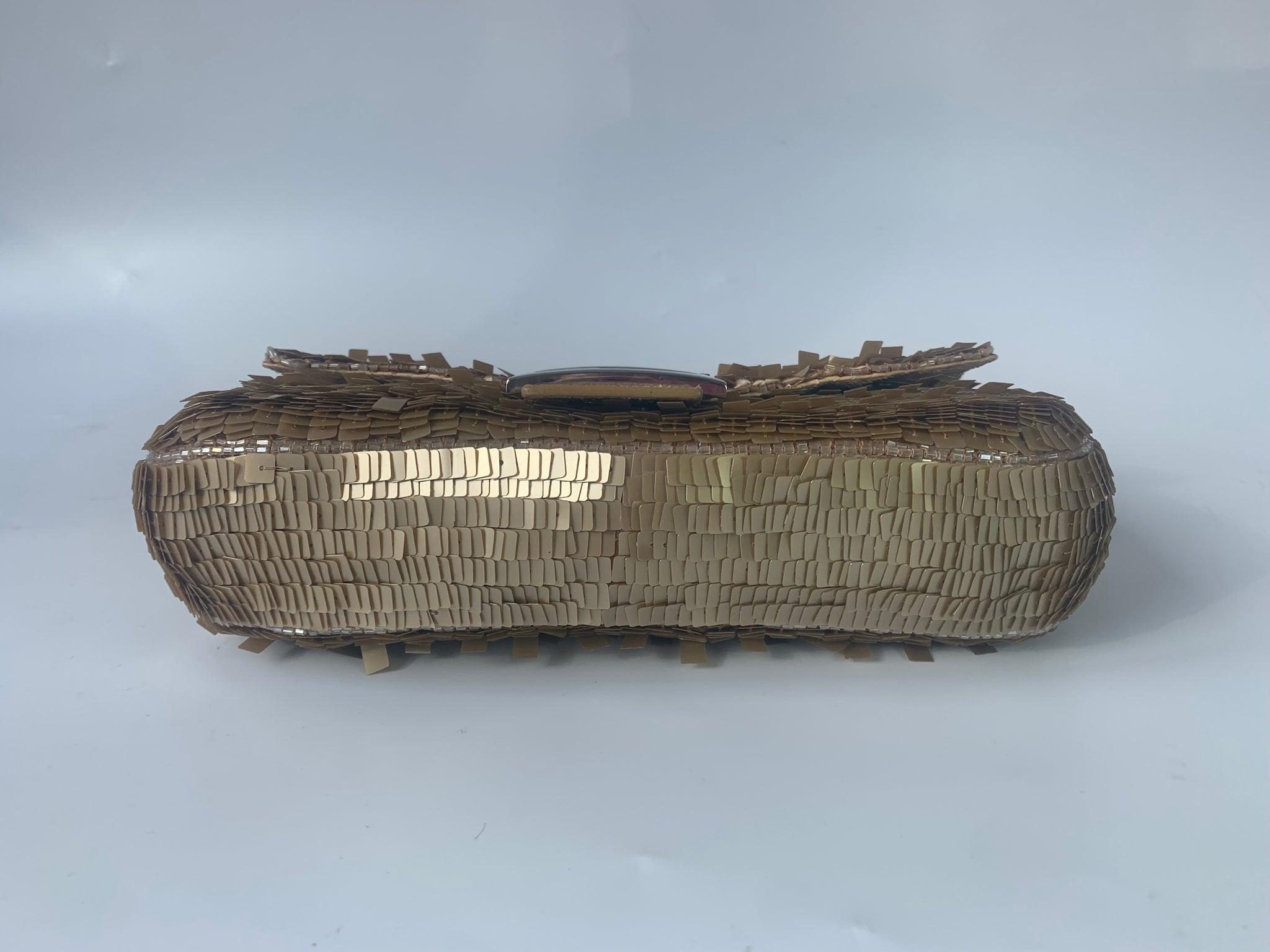 Fendi Baguette in Gold sequins and python leather 1