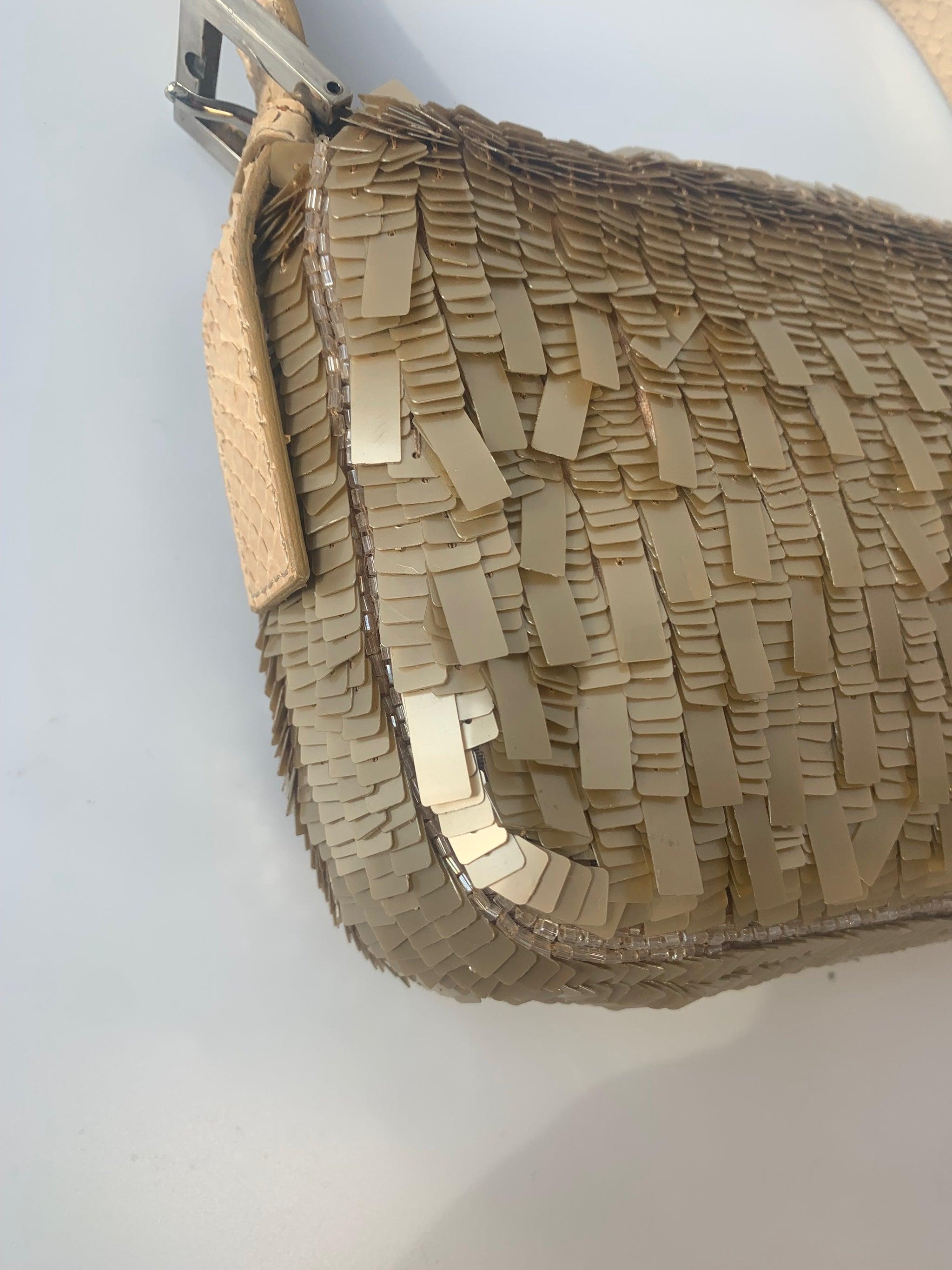 Fendi Baguette in Gold sequins and python leather 4