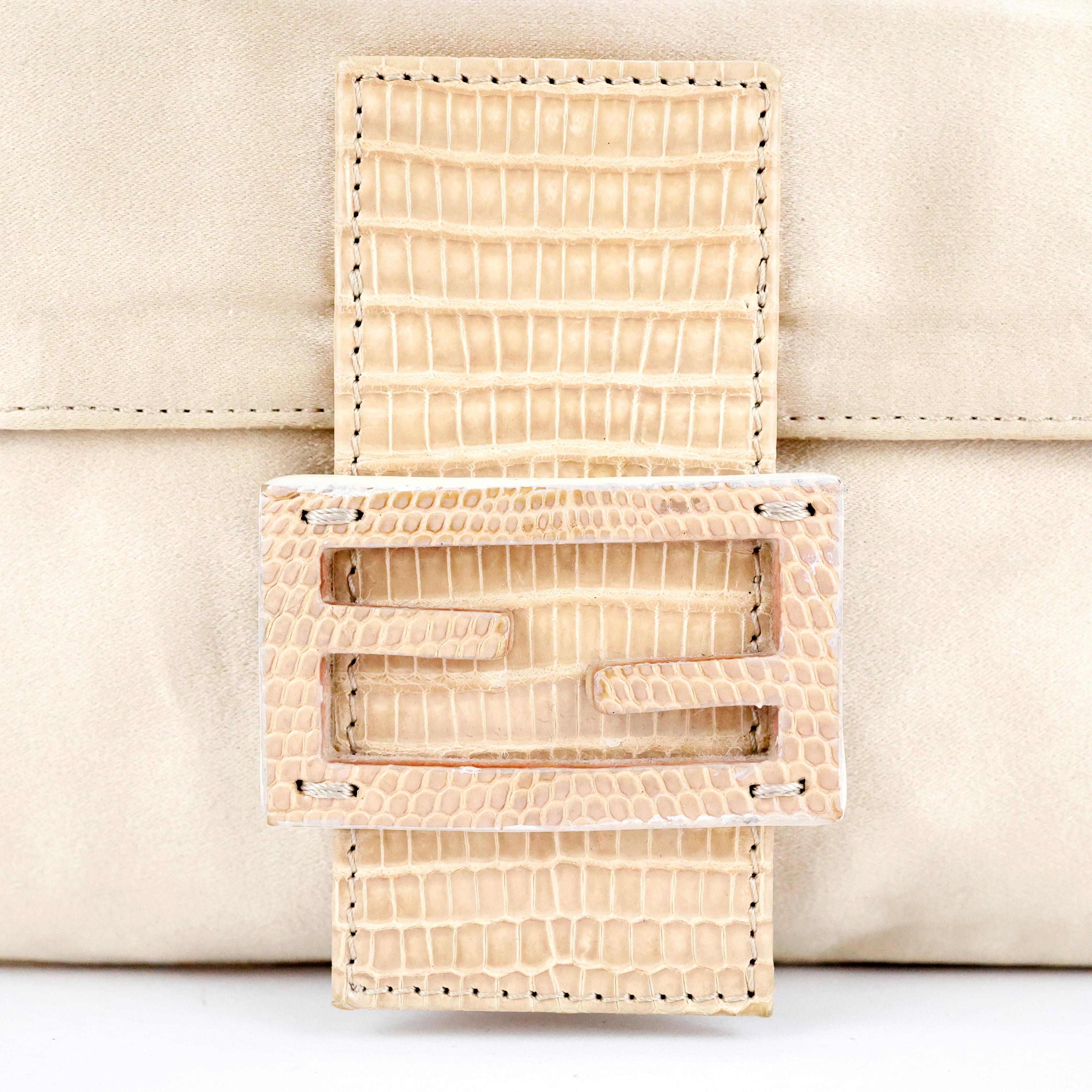 Fendi Baguette in silk and lizard For Sale 1
