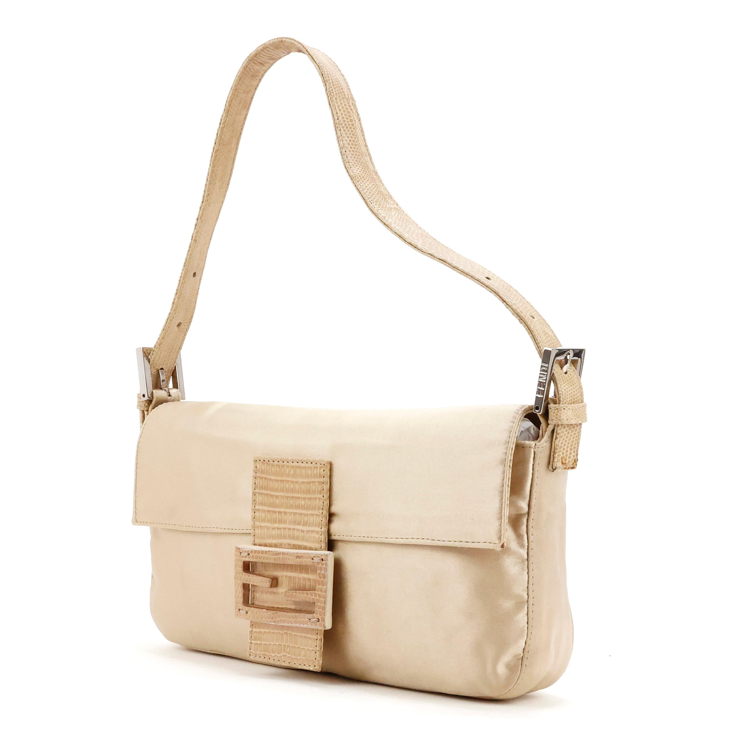 Fendi Baguette in silk and lizard For Sale 3