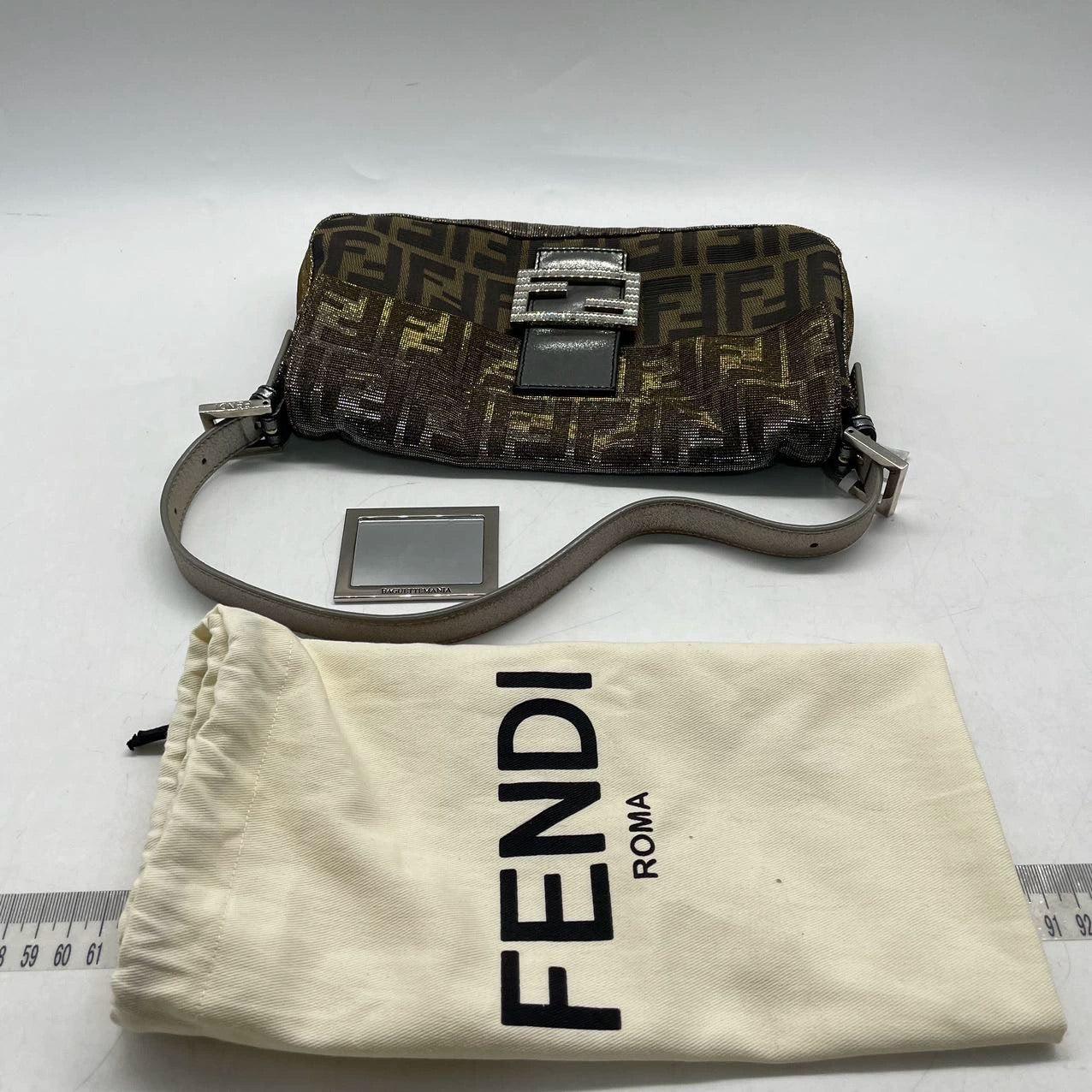 Fendi Baguette Iridescent Brown Zucca Print with Crystal Buckle 2