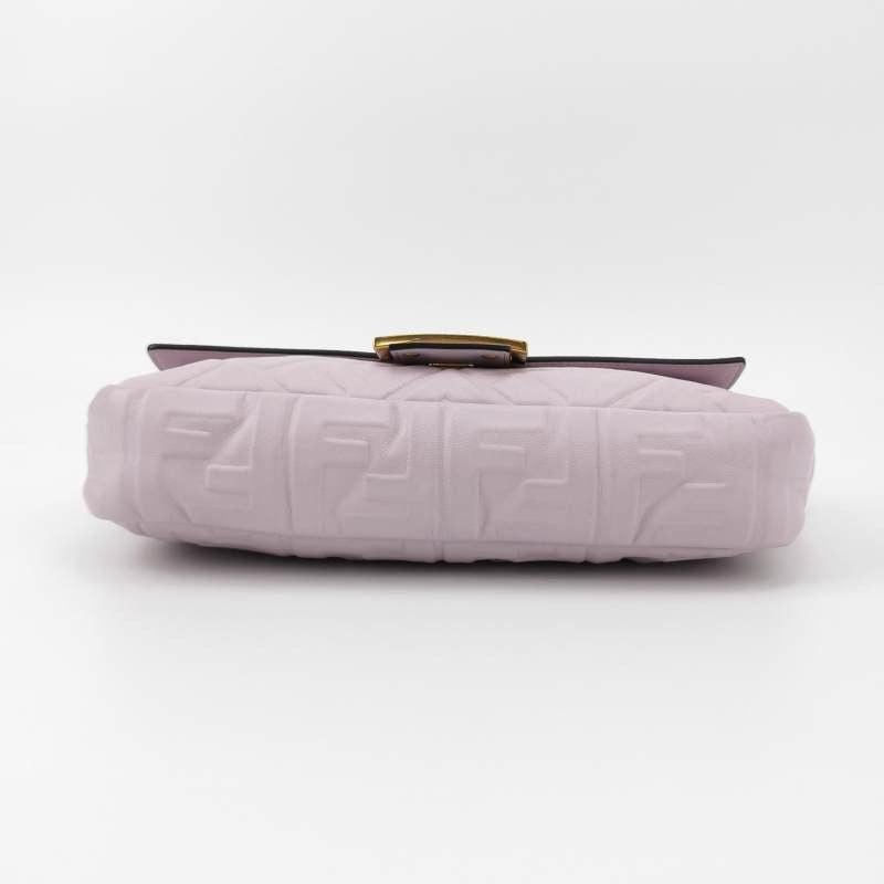 Gray Fendi Baguette Lambskin Leather Crossbody Bag Medium Lavender