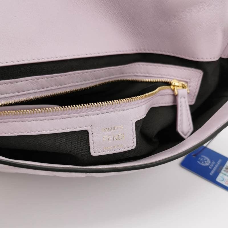Fendi Baguette Lambskin Leather Crossbody Bag Medium Lavender 4
