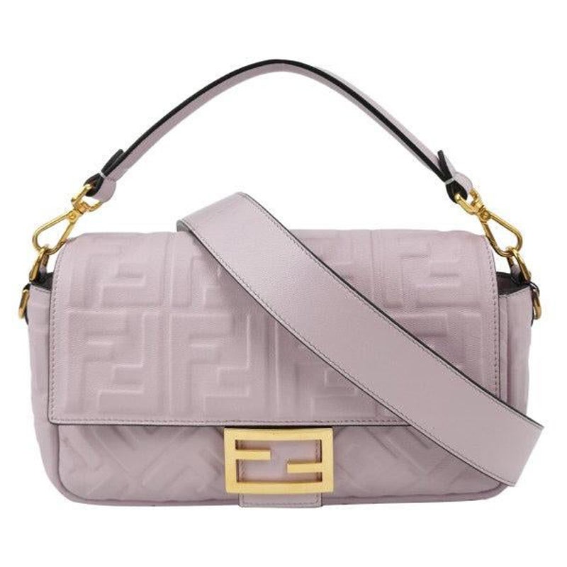 Fendi Baguette Lambskin Leather Crossbody Bag Medium Lavender