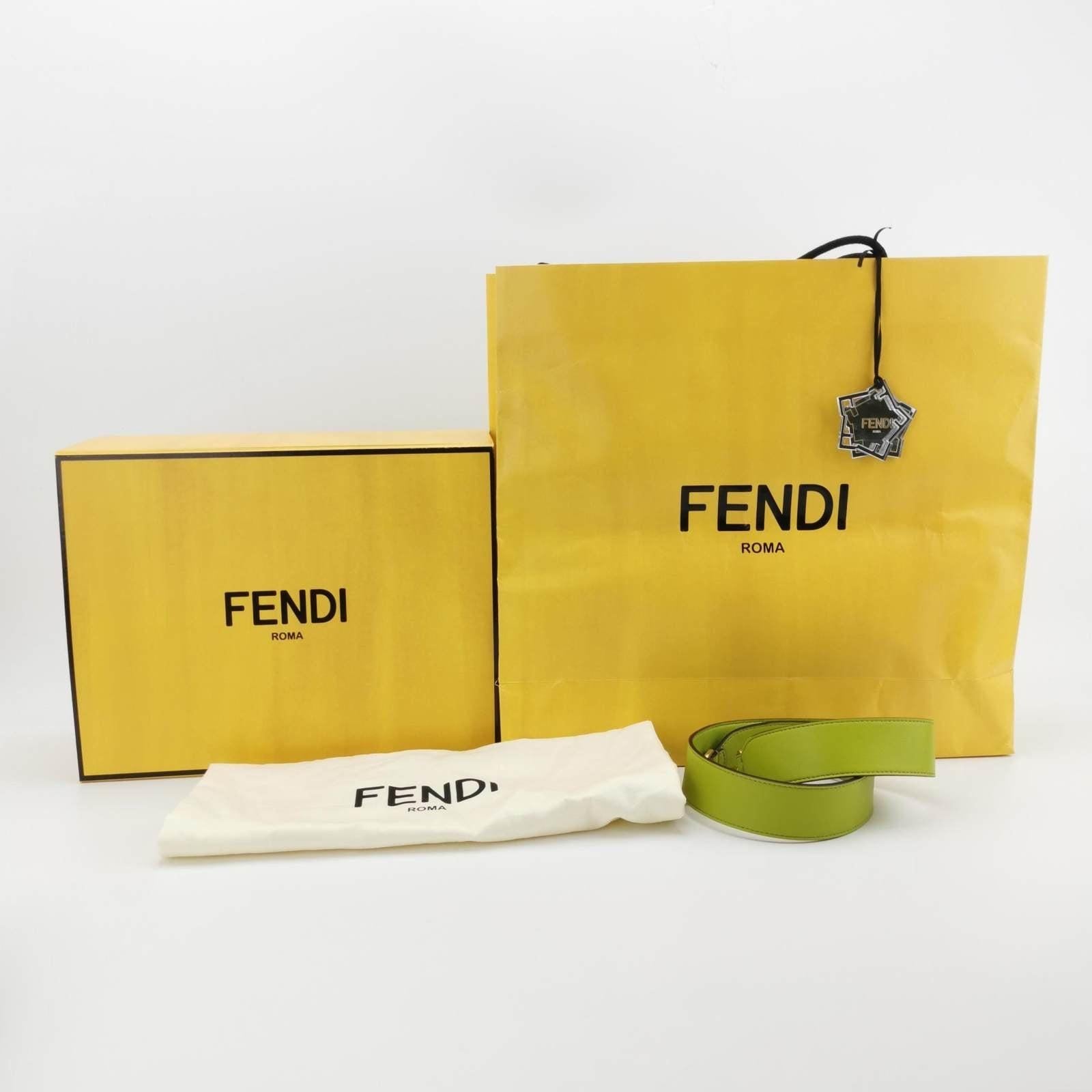 Fendi Baguette Lambskin Leather Crossbody Bag Medium Lime Green 8