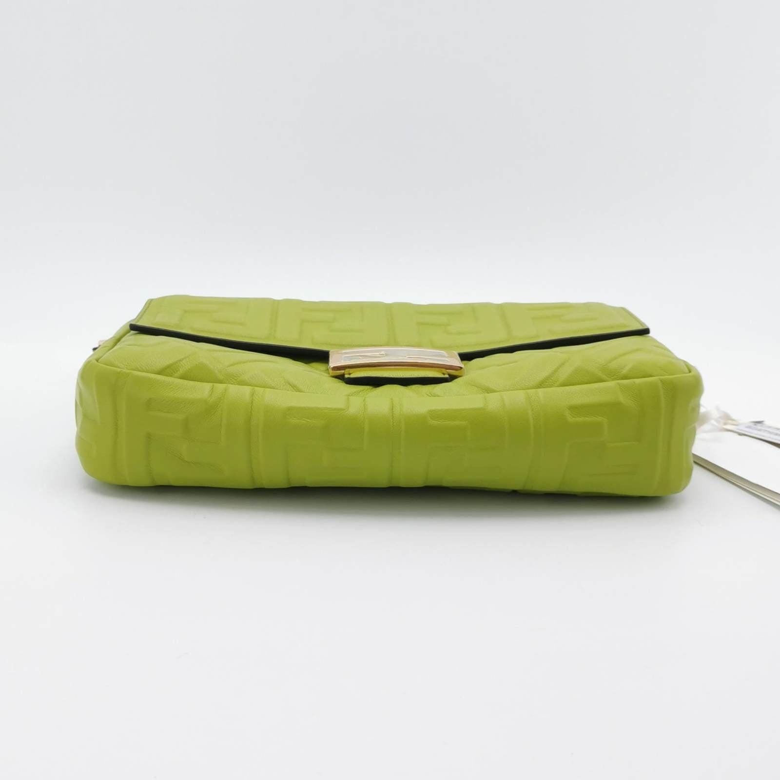 Fendi Baguette Lambskin Leather Crossbody Bag Medium Lime Green 1
