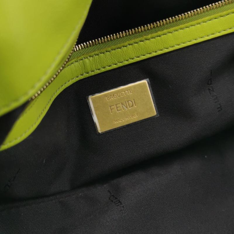 Fendi Baguette Lambskin Leather Crossbody Bag Medium Lime Green 3