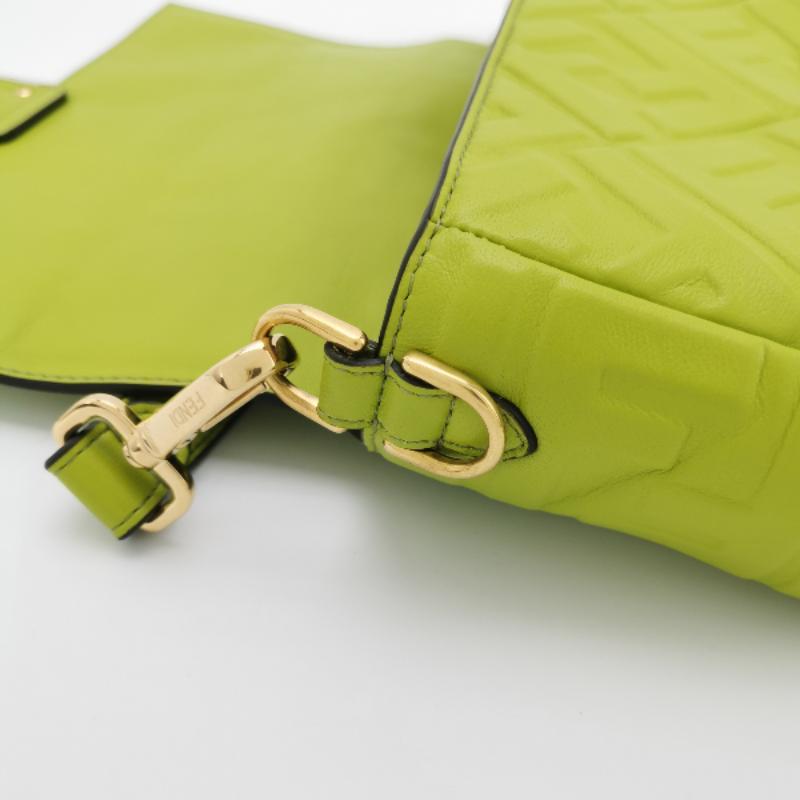 Fendi Baguette Lambskin Leather Crossbody Bag Medium Lime Green 5