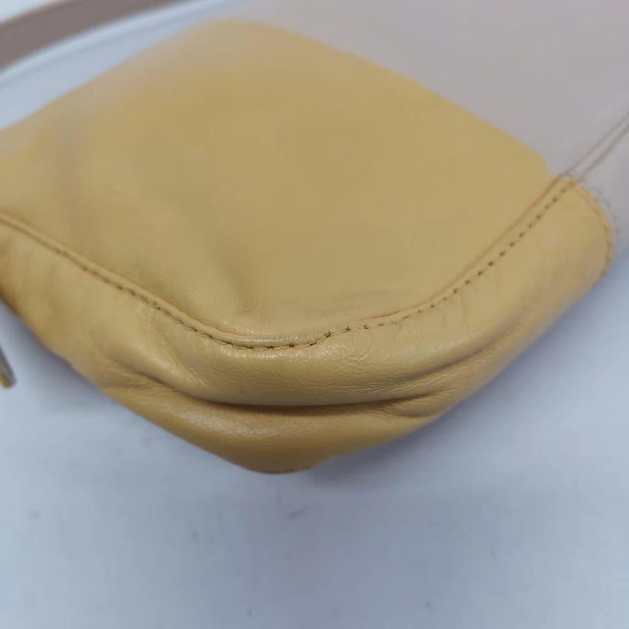 Fendi Baguette Lambskin Leather Shoulder Bag Beige Yellow For Sale 8