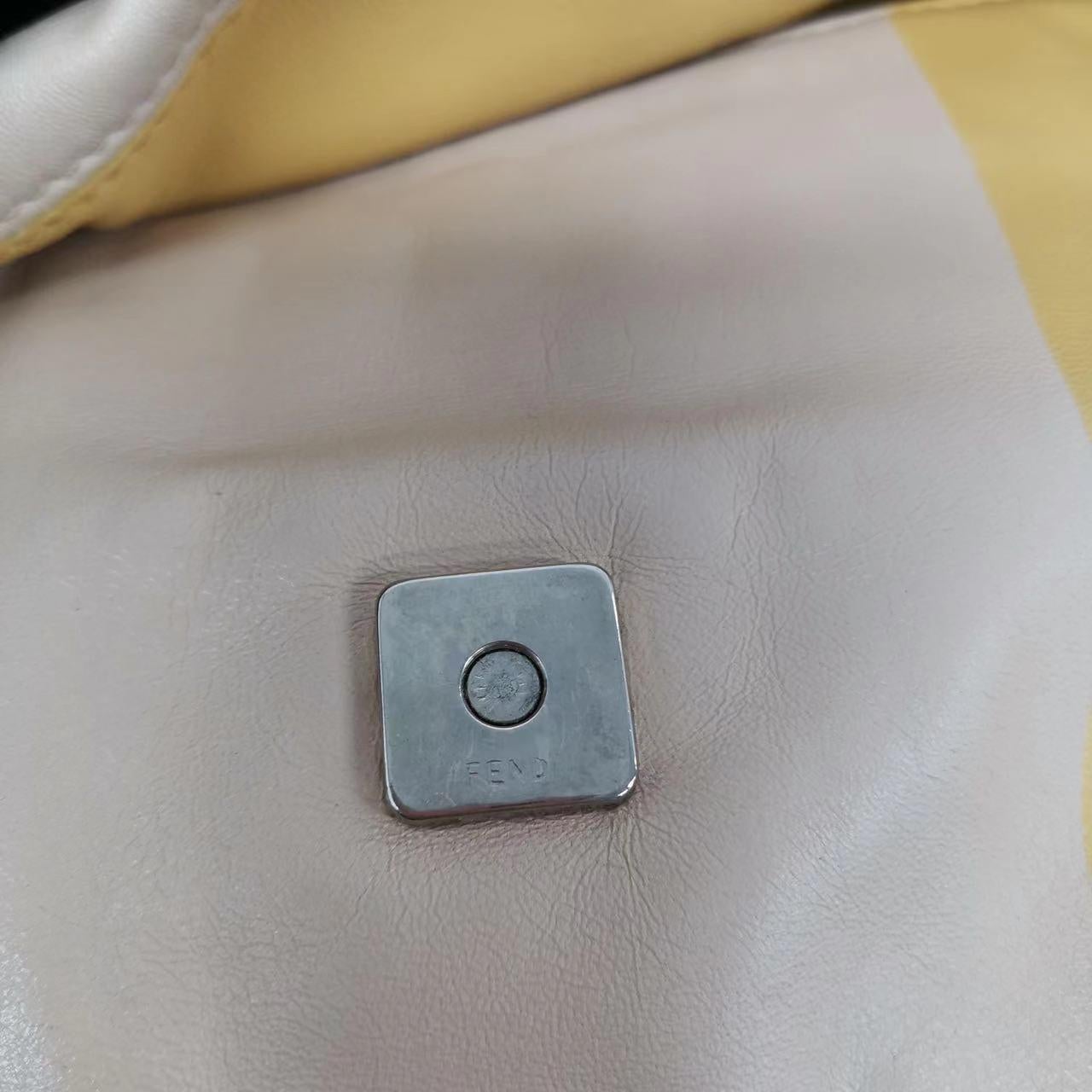 Fendi Baguette Lambskin Leather Shoulder Bag Beige Yellow For Sale 13