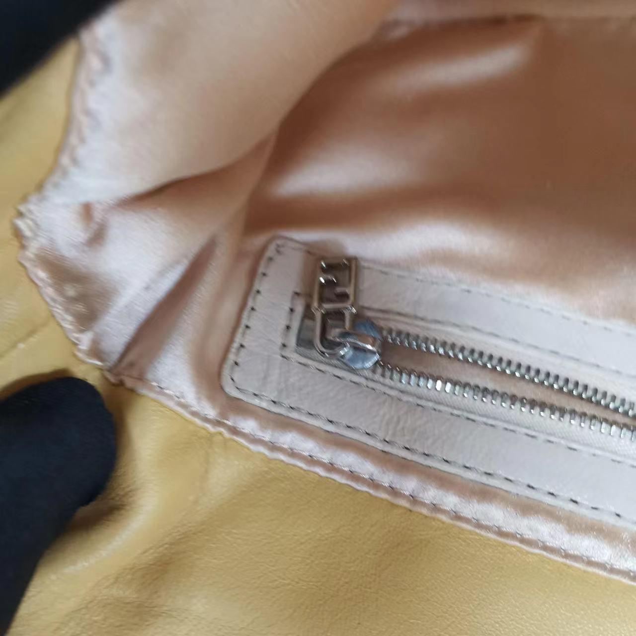 Fendi Baguette Lambskin Leather Shoulder Bag Beige Yellow For Sale 15
