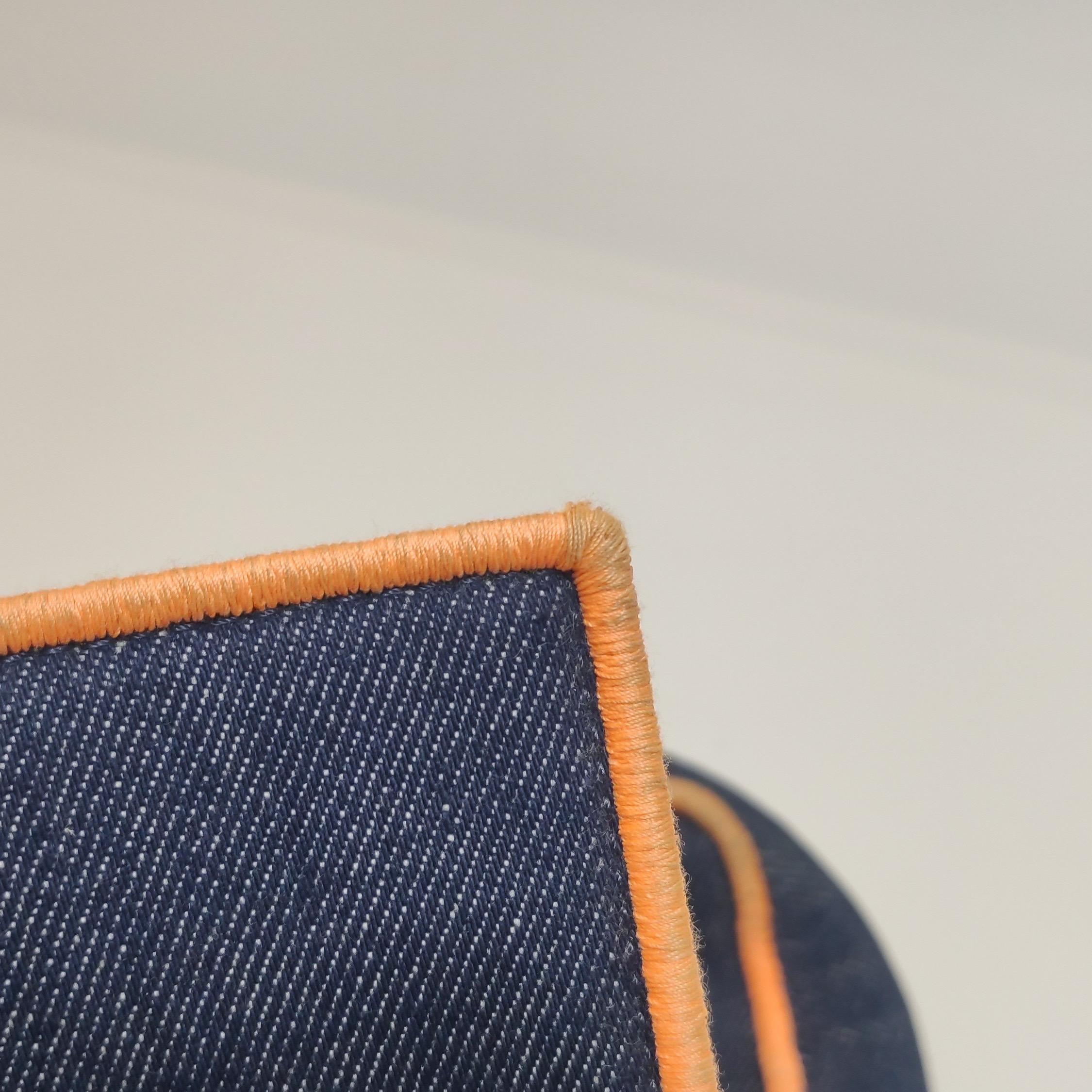 FENDI Baguette Large Denim with Orange Neon Trimming Crossbody Bag For Sale 12