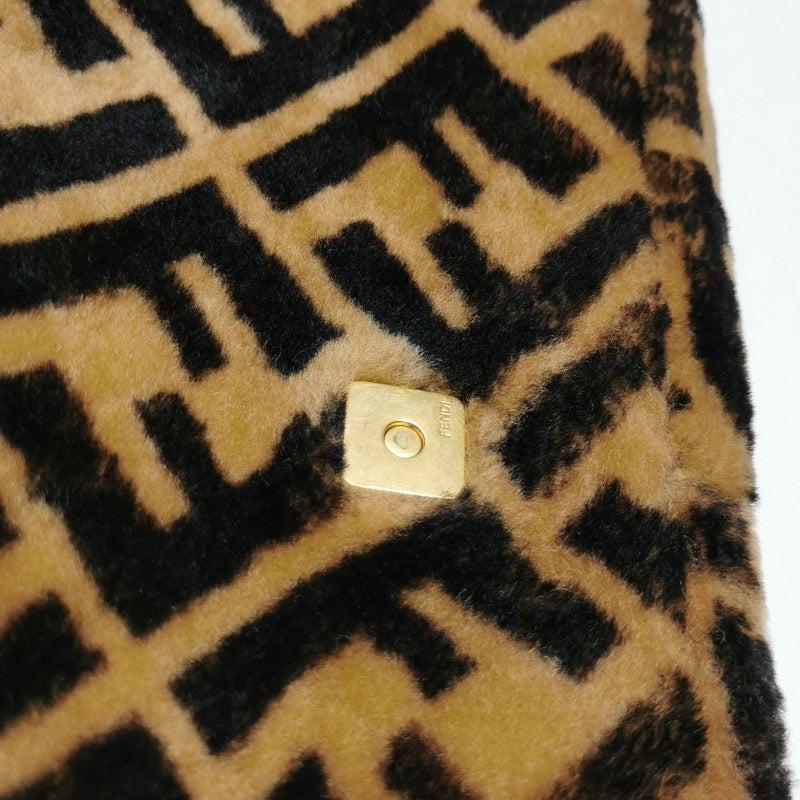 Fendi Baguette Large Shearling Vitello Dolce Marco FF Tobacco Black Brown Zucca For Sale 6