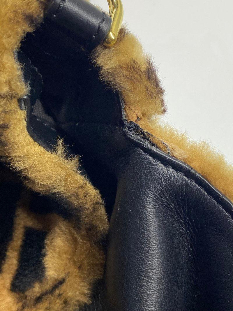 Fendi Baguette Large Shearling Vitello Dolce Marco FF Tobacco Black Brown Zucca For Sale 10