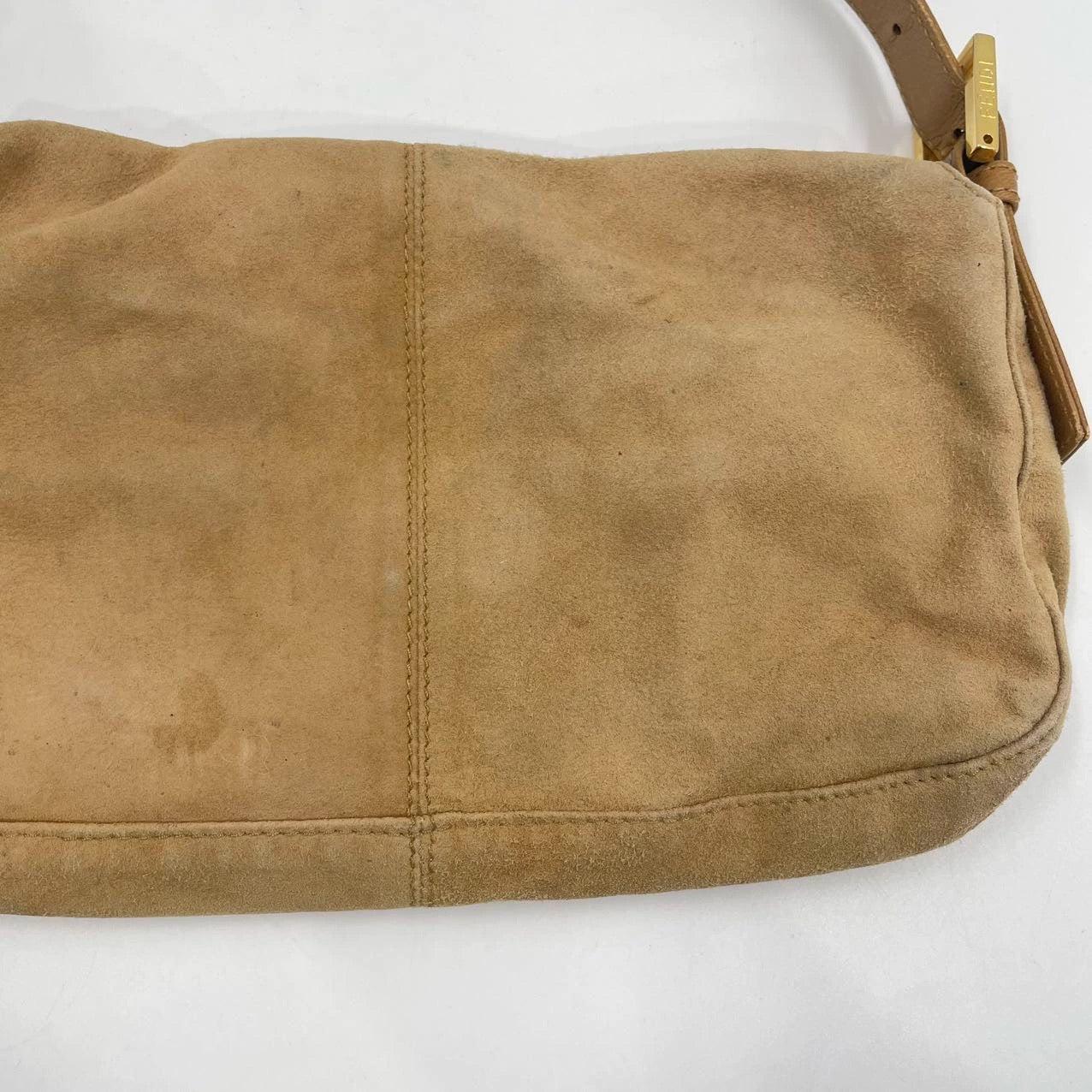 Fendi Baguette Light Camel Brown Suede Leather Shoulder Bag For Sale 9