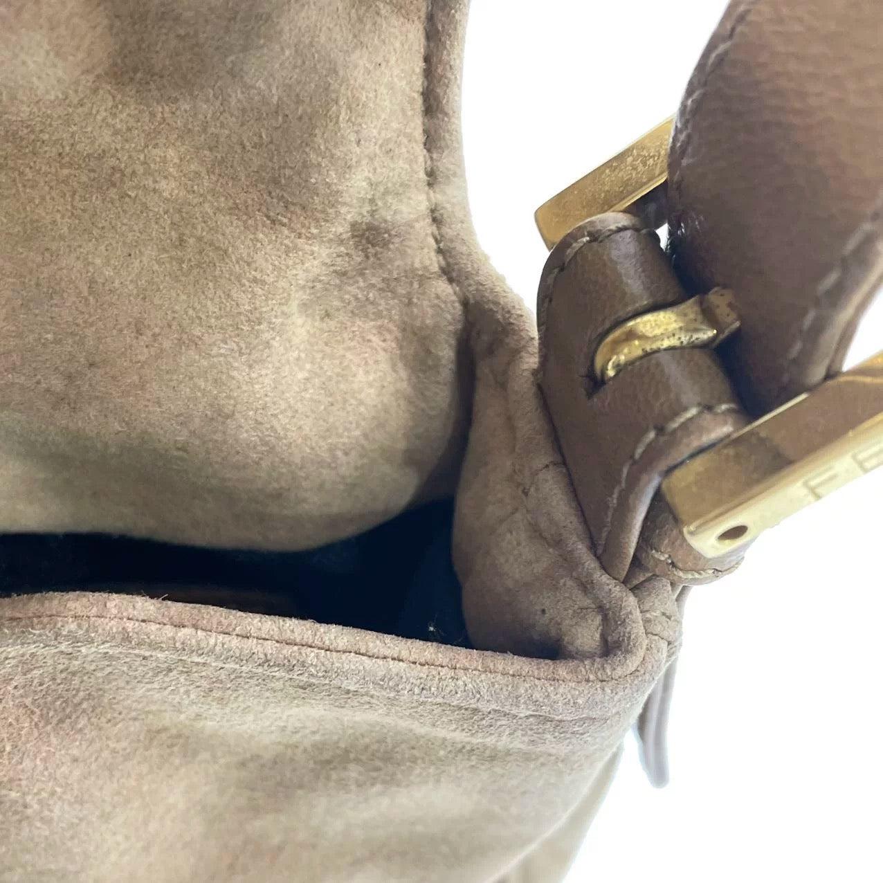 Fendi Baguette Light Camel Brown Suede Leather Shoulder Bag For Sale 14