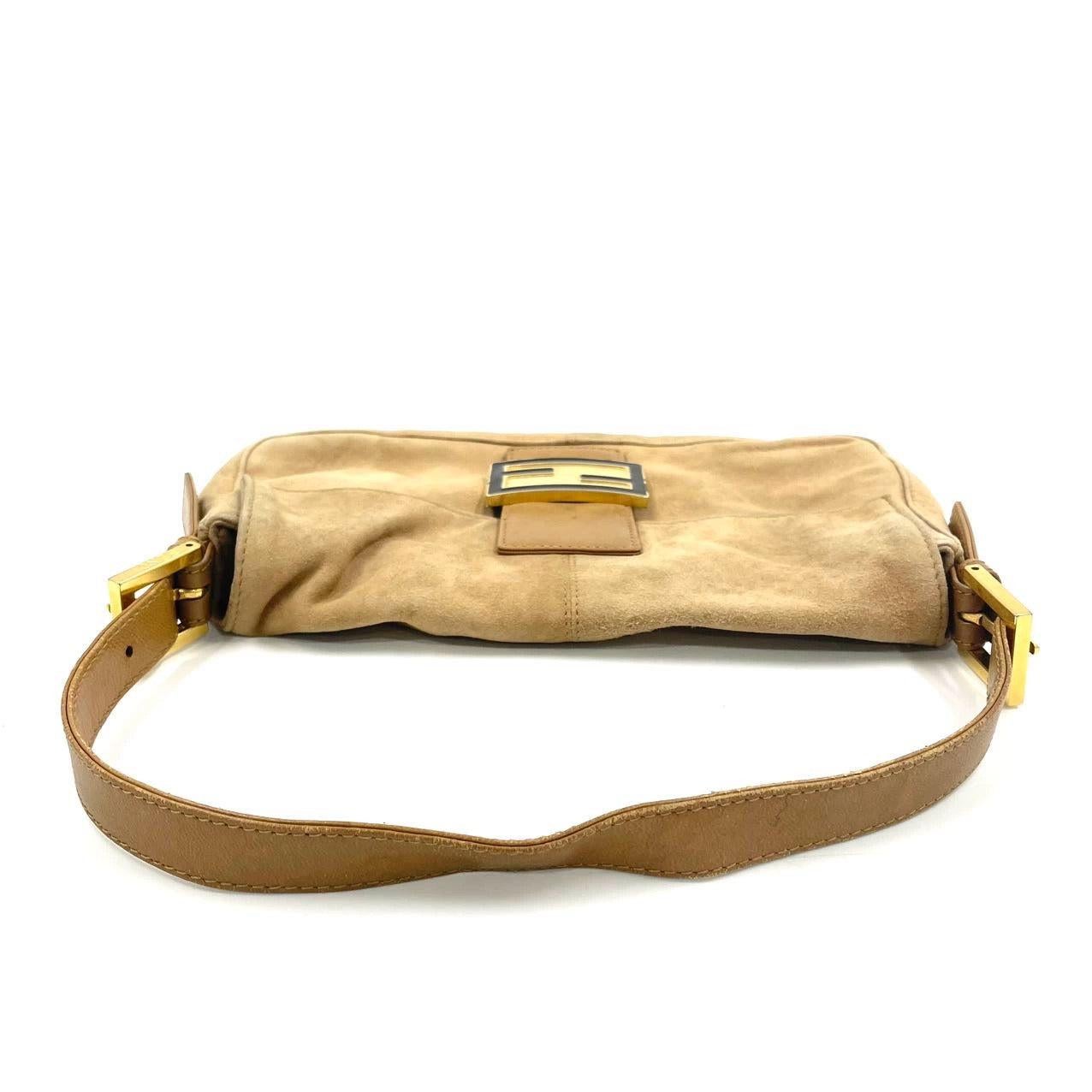 Fendi Baguette Light Camel Brown Suede Leather Shoulder Bag For Sale 2