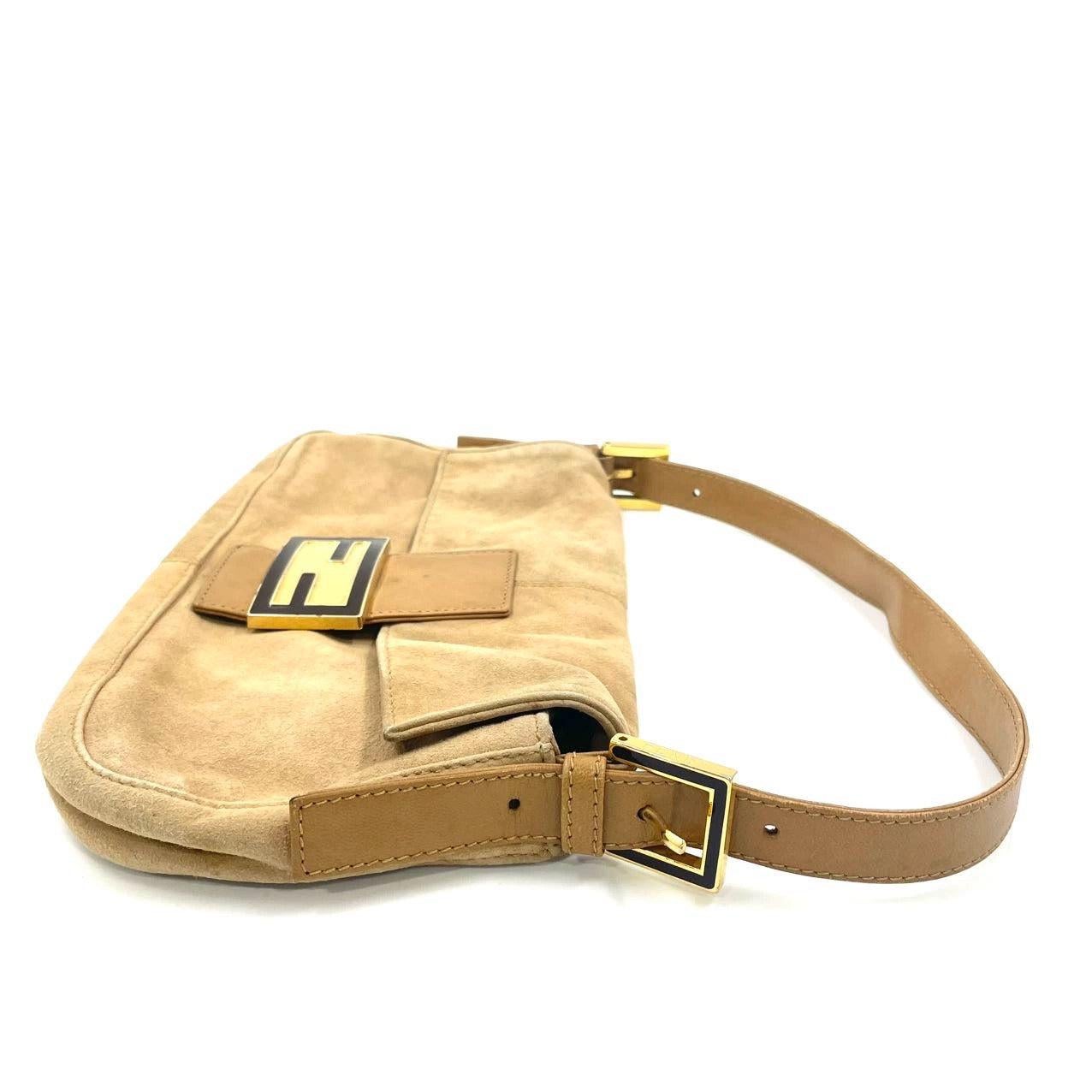 Fendi Baguette Light Camel Brown Suede Leather Shoulder Bag For Sale 3