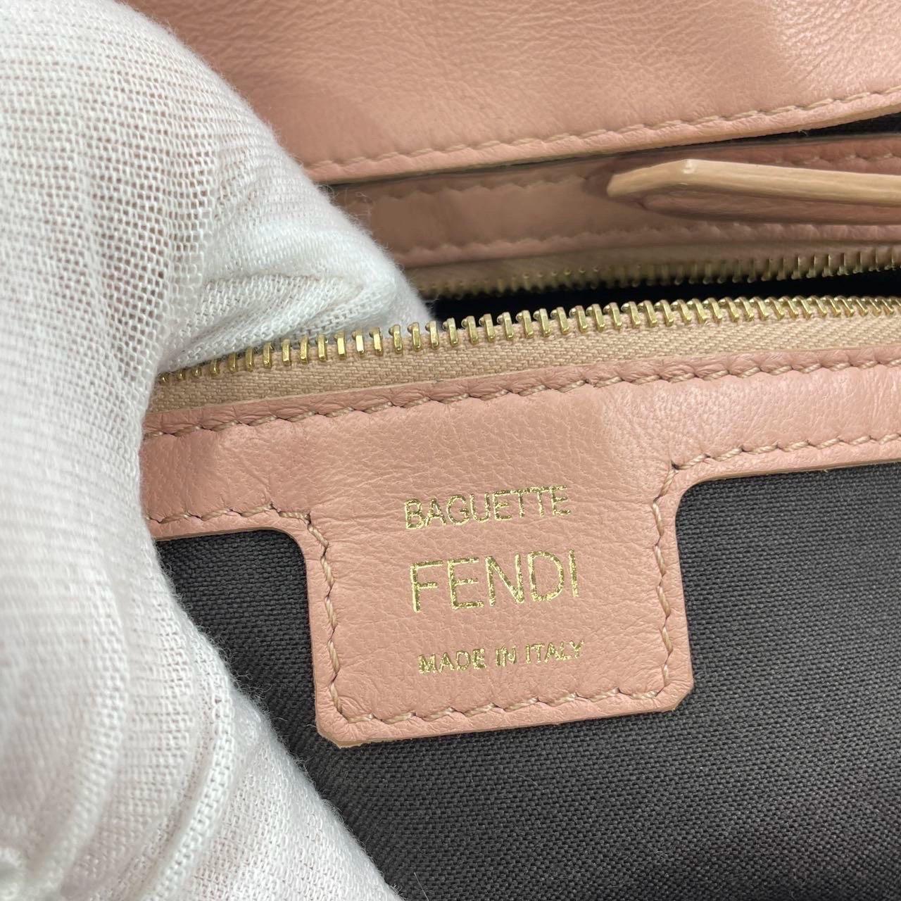 Fendi Baguette Light Pink Medium Lambskin Leather Crossbody Bag Gold Hardware For Sale 5