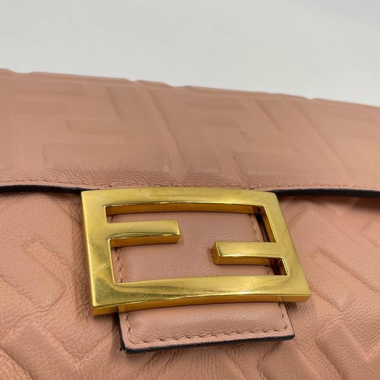 Fendi Baguette Light Pink Medium Lambskin Leather Crossbody Bag Gold Hardware For Sale 9