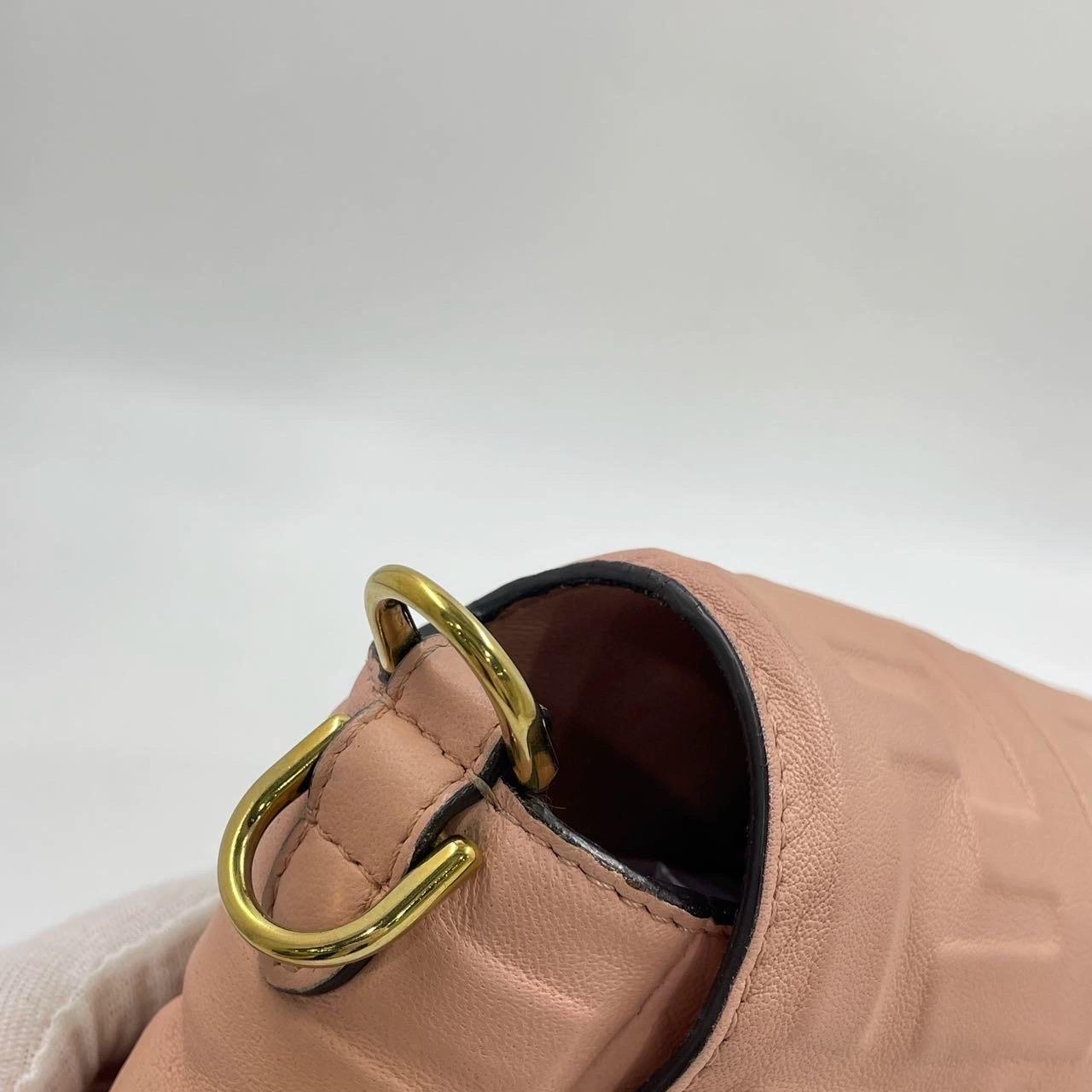 Fendi Baguette Light Pink Medium Lambskin Leather Crossbody Bag Gold Hardware For Sale 11