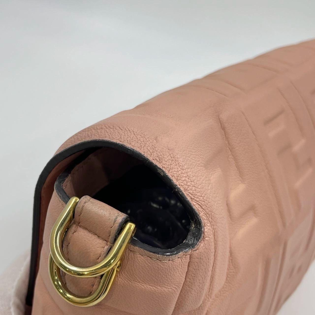 Fendi Baguette Light Pink Medium Lambskin Leather Crossbody Bag Gold Hardware For Sale 12