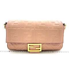 Fendi Baguette Light Pink Medium Lambskin Leather Crossbody Bag Gold Hardware