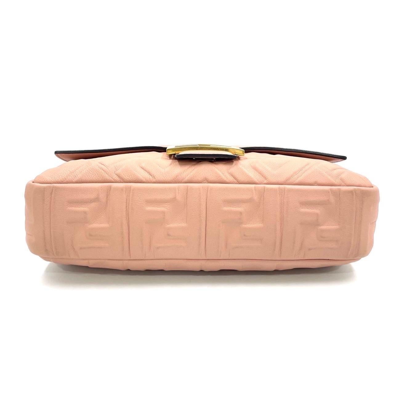 Brown Fendi Baguette Light Pink Medium Lambskin Leather Crossbody Bag Gold Hardware For Sale