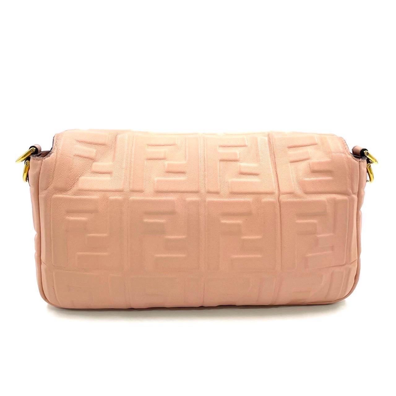 Women's Fendi Baguette Light Pink Medium Lambskin Leather Crossbody Bag Gold Hardware For Sale