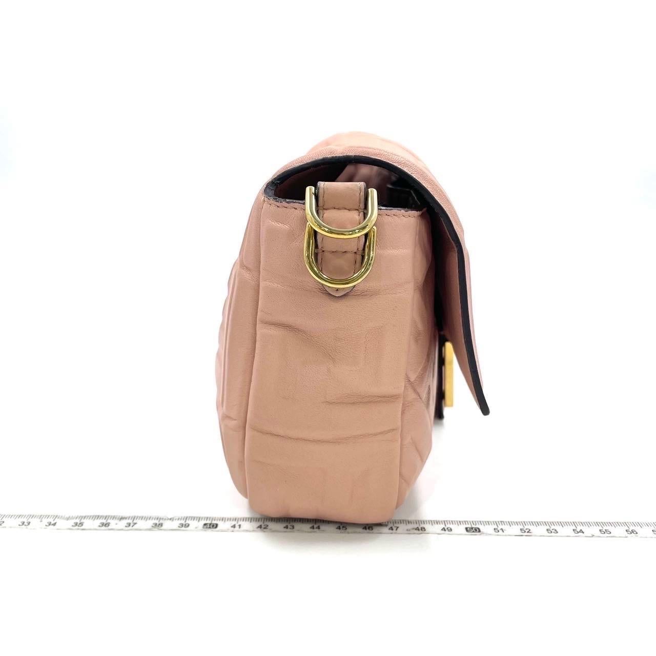 Fendi Baguette Light Pink Medium Lambskin Leather Crossbody Bag Gold Hardware For Sale 1