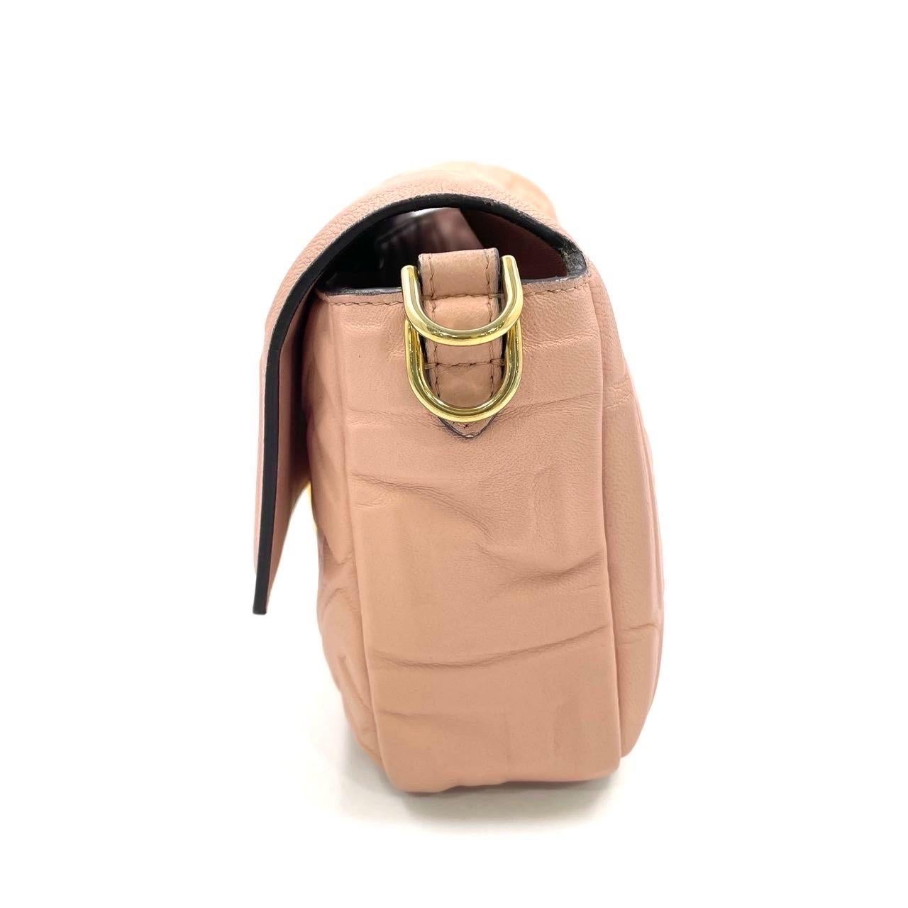 Fendi Baguette Light Pink Medium Lambskin Leather Crossbody Bag Gold Hardware For Sale 2