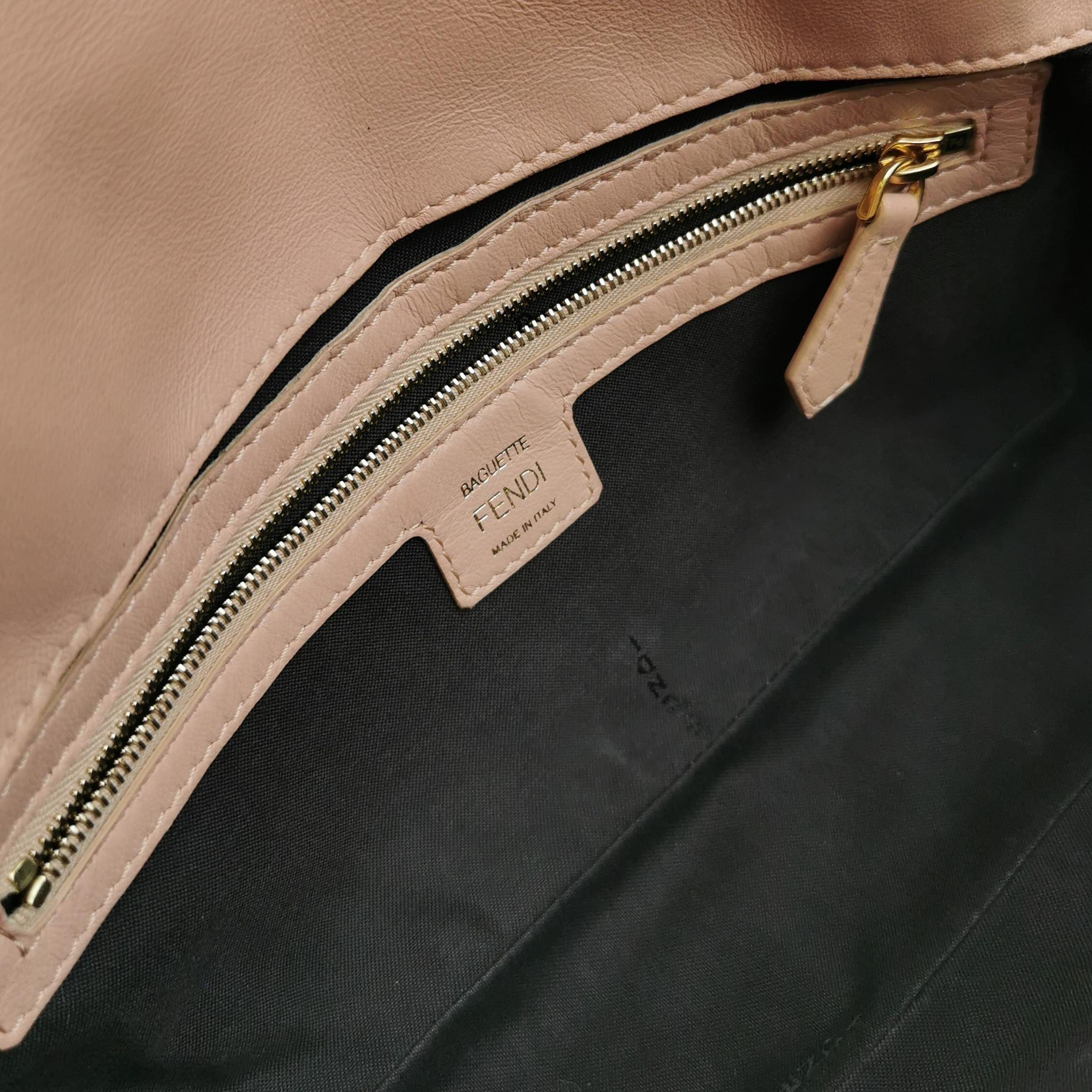 Fendi Baguette Light Pink Medium Lambskin Leather Crossbody Bag Gold Hardware For Sale 4