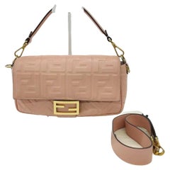 Fendi Baguette Light Pink Medium Lambskin Leather Crossbody Bag Gold Hardware