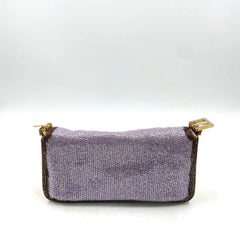 FENDI Baguette Lila Glitterperlen und Goldleder