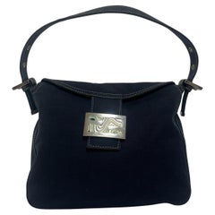 Fendi Baguette Mamma Forever Mini Navy Denim Silver Hardware