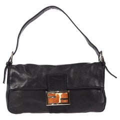 Fendi Baguette Medium Black Napa Leather Bag 87486, 2000s