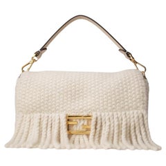 Fendi Baguette Medium Lana Frange Crema