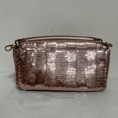 Fendi Baguette Medium Pink Glitter Sequins Valentine's Special Crossbody Bag