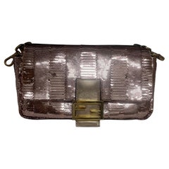 Fendi Baguette Medium Pink Glitter Sequins Valentine's Special Crossbody Bag