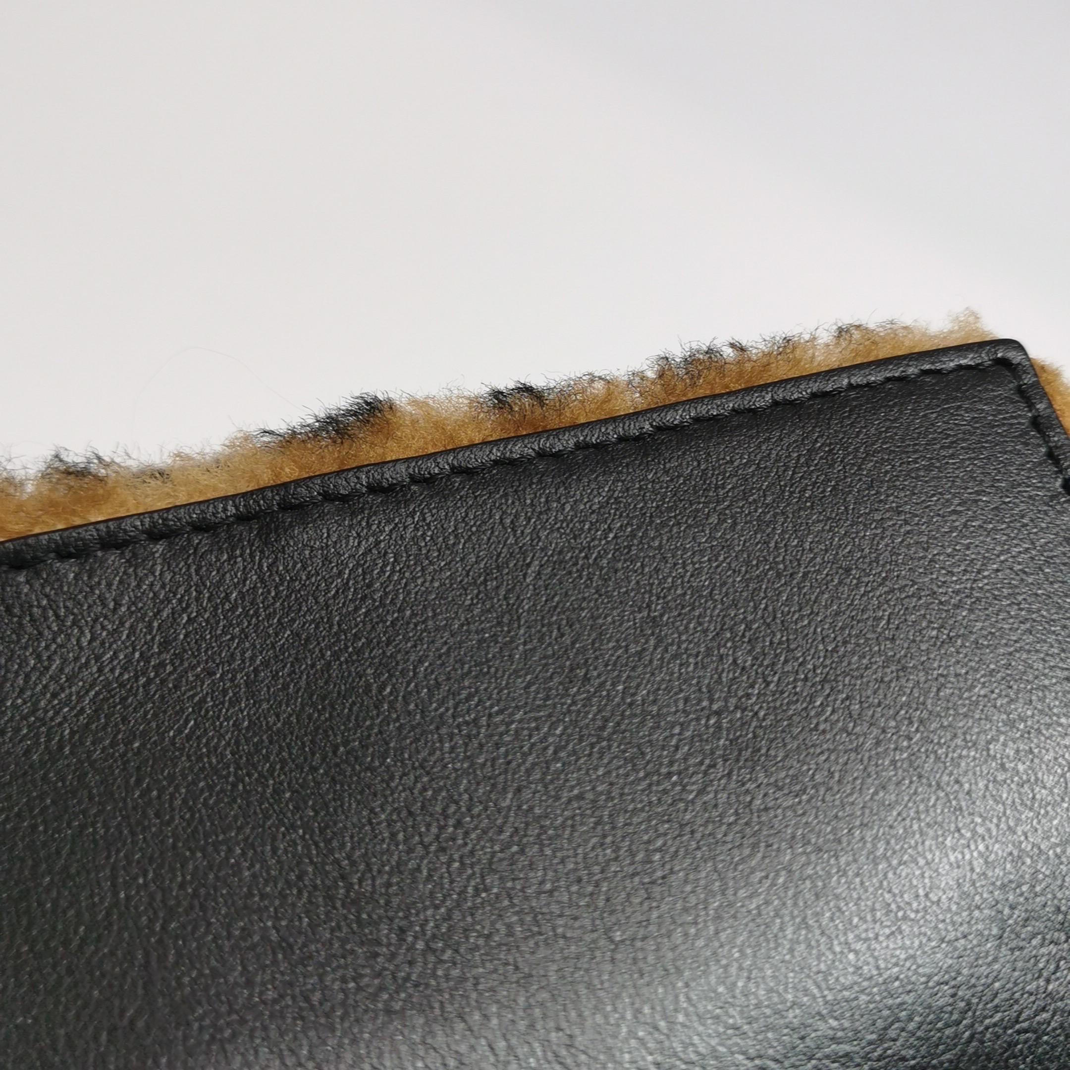 Fendi Baguette Medium Shearling Vitello Dolce Marco FF 1974 Tobacco Brown Zucca For Sale 7
